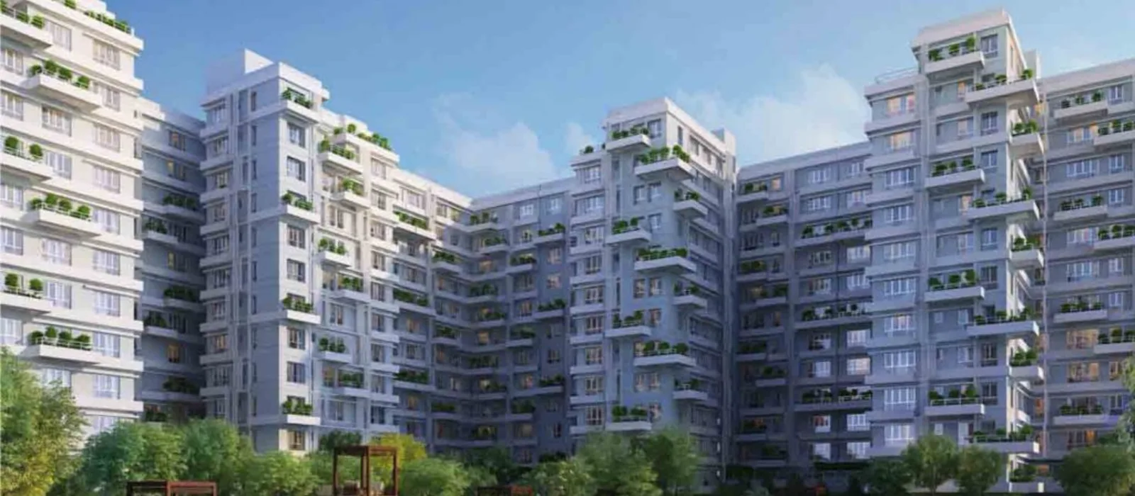 Prestige Kanakapura Road apartment towers with garden view